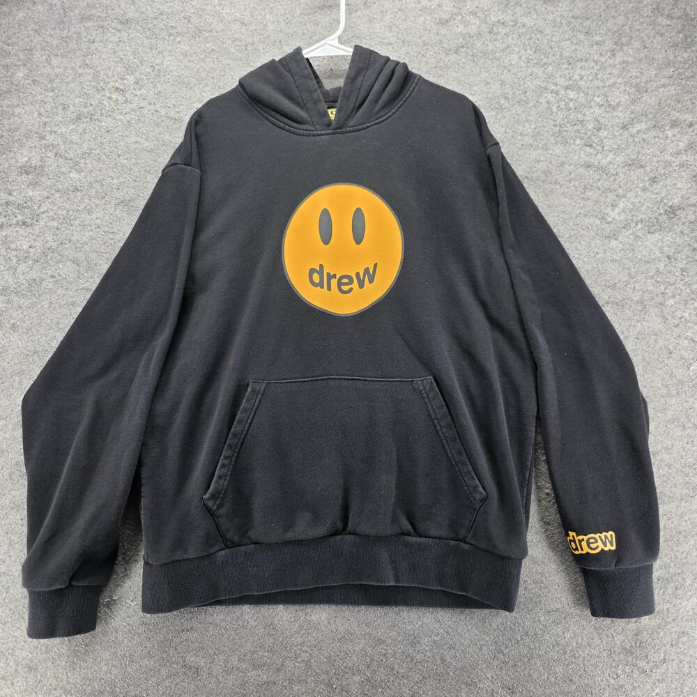 Drew House Hoodie Mens XL Black Pullover Fleece Smiley Face Graphic Print Logo